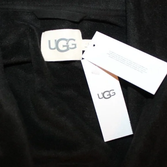 NWT UGG WOMEN'S DUFFIELD II LEOPARD BLACK GRAY ROBE L